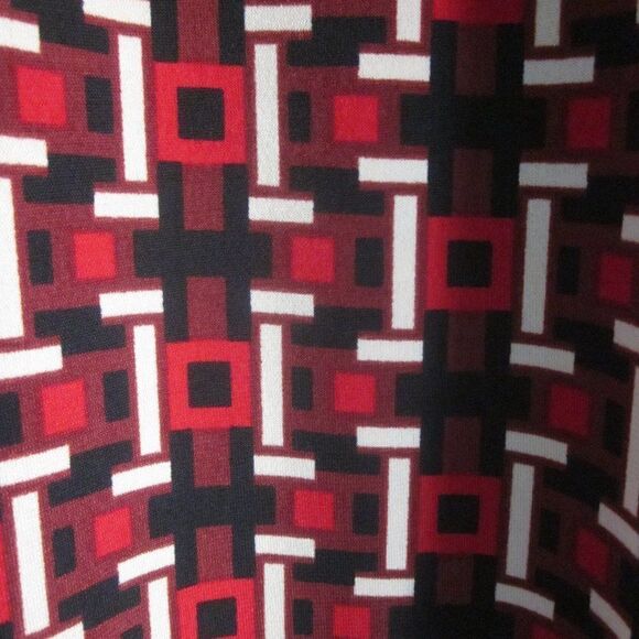 Loft Women Size S Casual Pullover Red Geometric Print Knee Length Dress 38" Bust - Picture 9 of 10